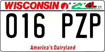WI license plate 016PZP