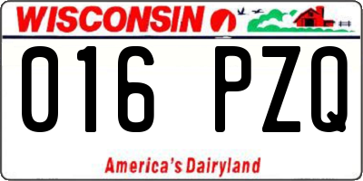 WI license plate 016PZQ