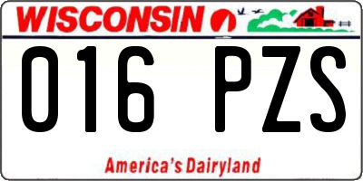 WI license plate 016PZS