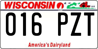 WI license plate 016PZT