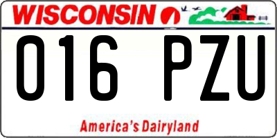 WI license plate 016PZU