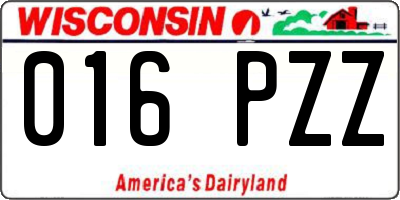 WI license plate 016PZZ