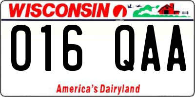 WI license plate 016QAA