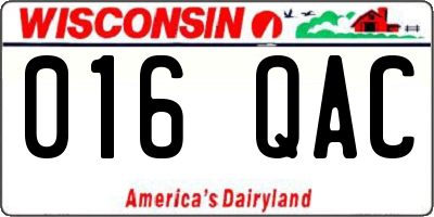 WI license plate 016QAC
