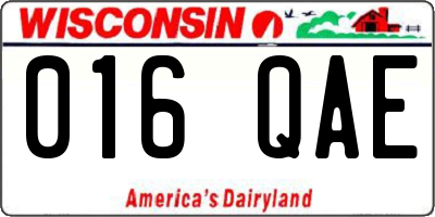 WI license plate 016QAE