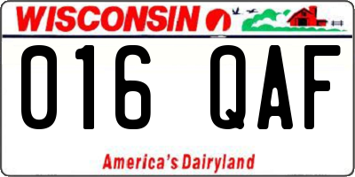 WI license plate 016QAF