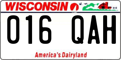 WI license plate 016QAH