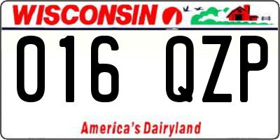 WI license plate 016QZP