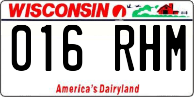 WI license plate 016RHM