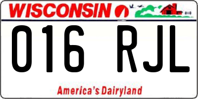 WI license plate 016RJL