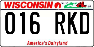 WI license plate 016RKD