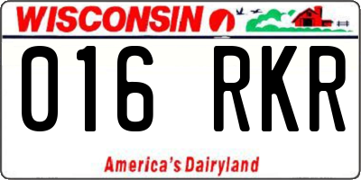 WI license plate 016RKR