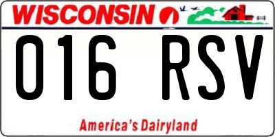 WI license plate 016RSV