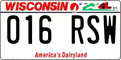 WI license plate 016RSW