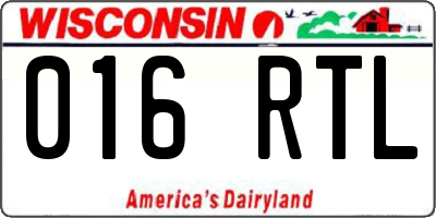 WI license plate 016RTL
