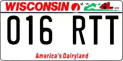 WI license plate 016RTT