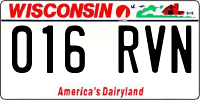 WI license plate 016RVN