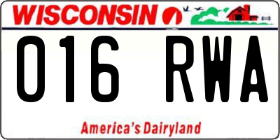 WI license plate 016RWA