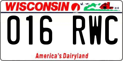 WI license plate 016RWC
