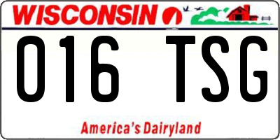 WI license plate 016TSG