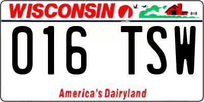 WI license plate 016TSW