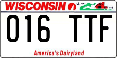 WI license plate 016TTF