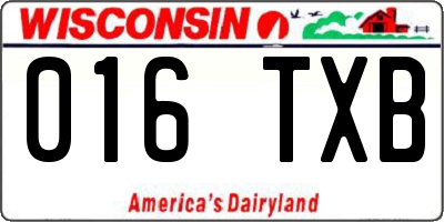WI license plate 016TXB