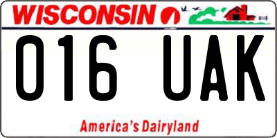 WI license plate 016UAK