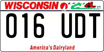 WI license plate 016UDT