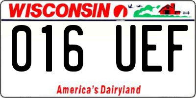 WI license plate 016UEF