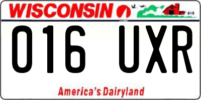 WI license plate 016UXR