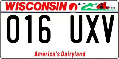 WI license plate 016UXV