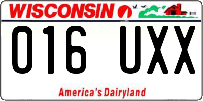WI license plate 016UXX