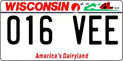 WI license plate 016VEE