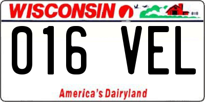WI license plate 016VEL