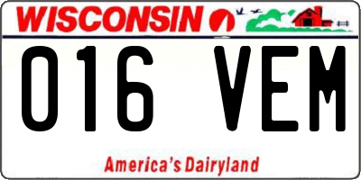 WI license plate 016VEM
