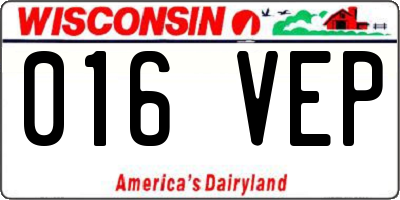 WI license plate 016VEP
