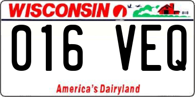 WI license plate 016VEQ