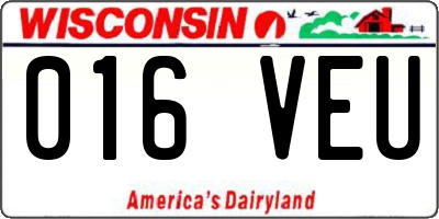 WI license plate 016VEU