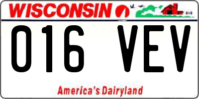 WI license plate 016VEV