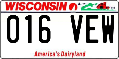 WI license plate 016VEW