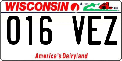 WI license plate 016VEZ