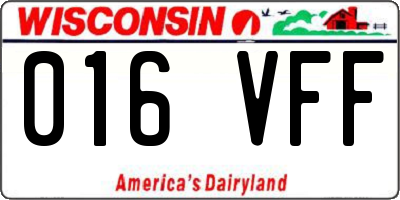 WI license plate 016VFF
