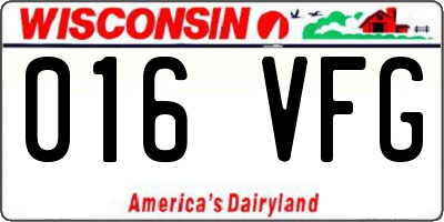 WI license plate 016VFG