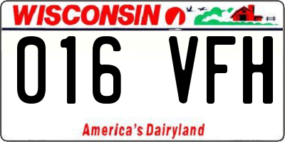 WI license plate 016VFH