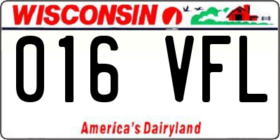 WI license plate 016VFL