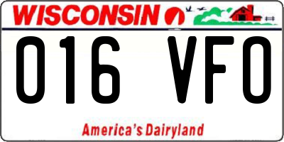 WI license plate 016VFO