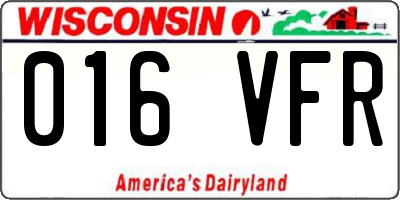 WI license plate 016VFR