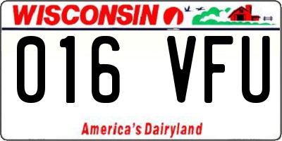 WI license plate 016VFU