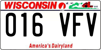 WI license plate 016VFV